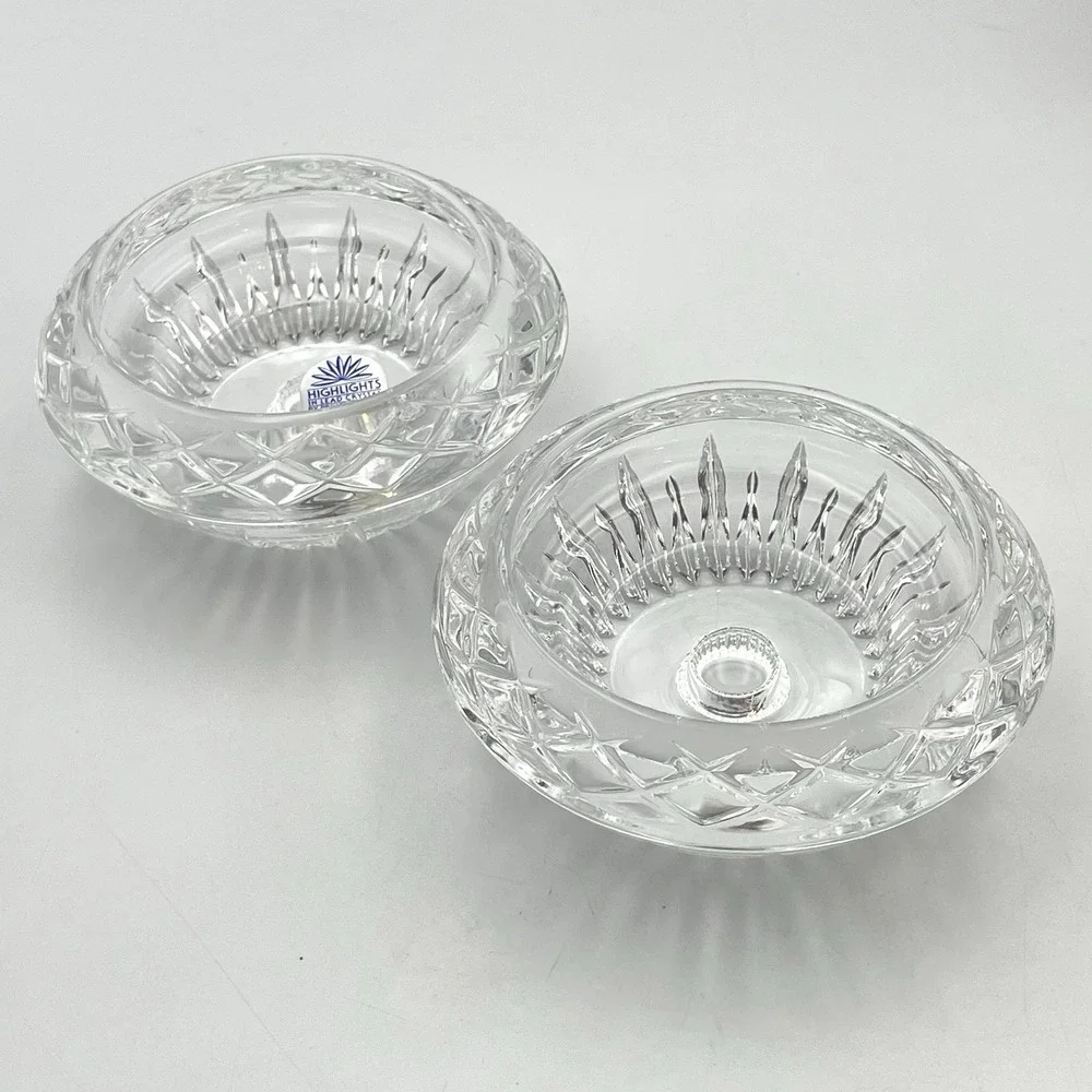 Vintage 1984 Princess House Highlights Lead Crystal‎ Candle Holders Set Of 2 Box